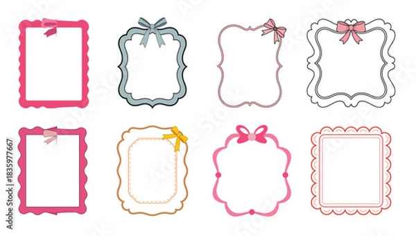 Obraz bow coquette frame border clipart set