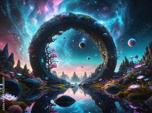 Obraz fantasy landscape with space