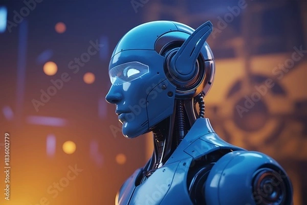 Obraz Advanced humanoid robot intelligence face