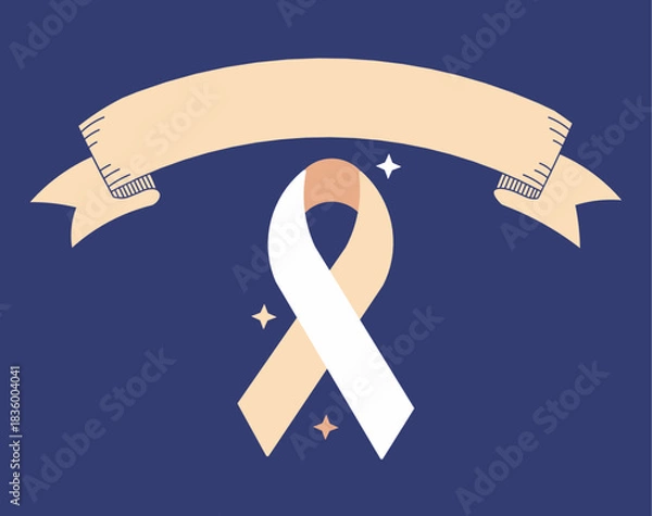 Fototapeta A pair of ribbon object clipart illustrations with two different shapes: one for framing text and one symbolizing solidarity and awareness.