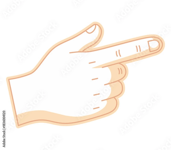 Fototapeta Cartoon illustration of a hand gesture with the index finger pointing right.