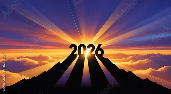 Obraz Two thousand twenty six sunrise over mountains