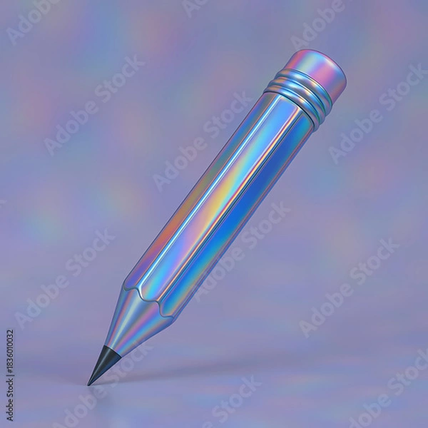 Obraz Holographic Pencil with Iridescent Sheen on a Soft Gradient Background