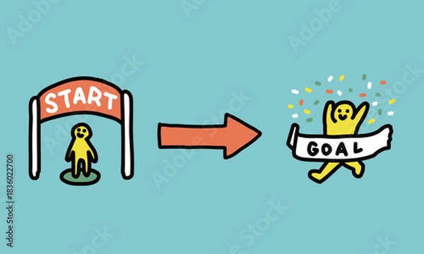 Obraz スタートからゴールまでのイラスト