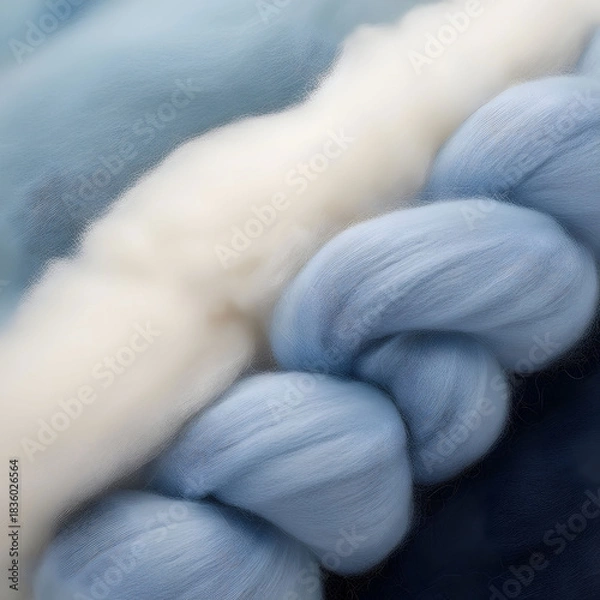 Obraz Abstract blue color fluffy wool texture background