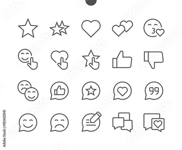Fototapeta Emotions UI Pixel Perfect Well-crafted Vector Thin Line Icons 48x48 Ready for 24x24 Grid for Web Graphics and Apps with Editable Stroke. Simple Minimal Pictogram