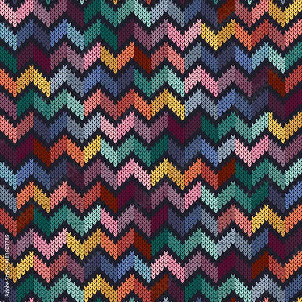 Fototapeta Seamless multi-colored knitted pattern