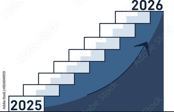 Obraz Achieve ambitious yearly goals by climbing the clear steps towards success from 2025 to 2026
