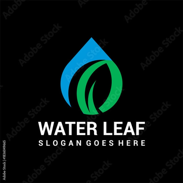 Obraz Water and leaf fresh logo vector image