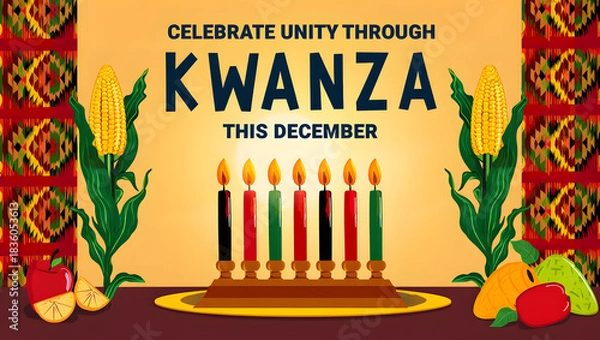 Fototapeta Celebrate unity through kwanzaa this december with kinara and corn