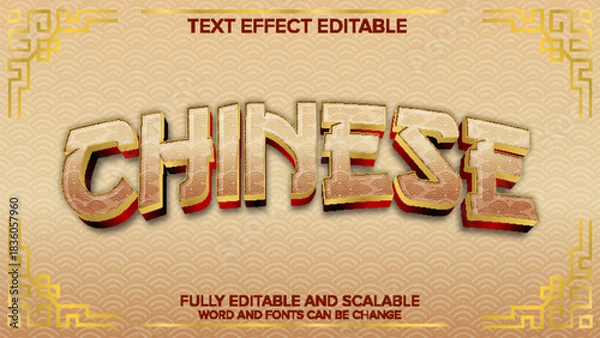 Fototapeta chinese text effect vector editable