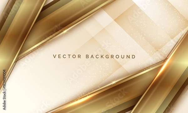 Obraz Abstract. Geometric shape cream and gold background. luxury background. Vector.