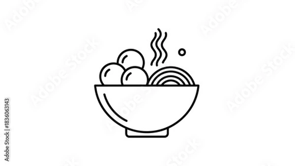 Fototapeta ramen with meat ball vector design