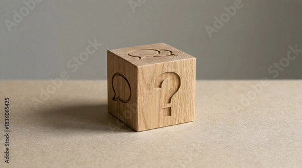 Obraz problem solving and communication concept with question icon