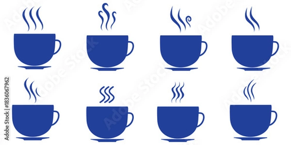 Fototapeta Smoke steam icon set vector. Hit stink, coffee, fragrance flame elements. Smoke smell, steam aroma heat symbol. vector illustration.