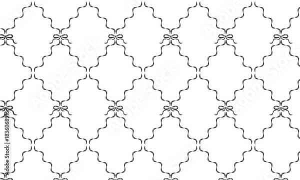 Obraz リボンテープ柄のパターン背景壁紙★シームレス透過素材