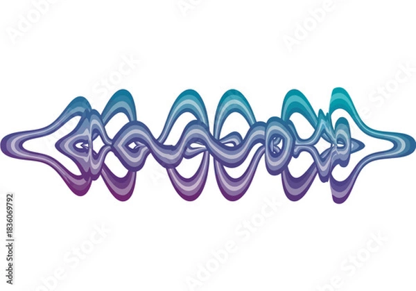 Fototapeta Abstract wavy ribbon with bluetopurple gradient on white background
