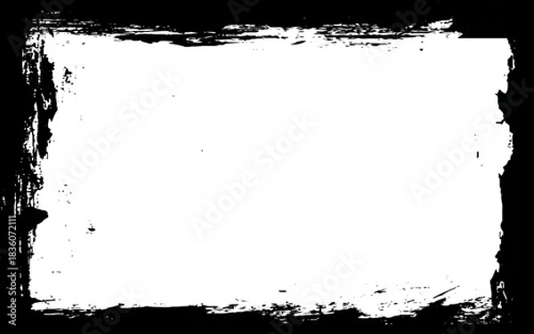 Obraz Black ink brush painting blank space frame border artistic background. Vector art