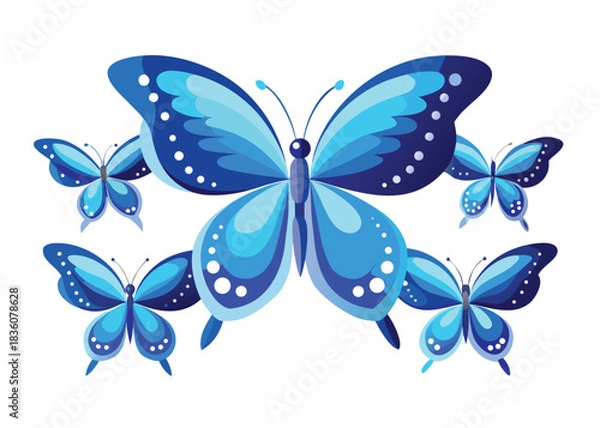 Fototapeta A majestic swarm of vibrant blue butterflies with intricate wing patterns and delicate antennae forming a beautiful and elegant nature pattern