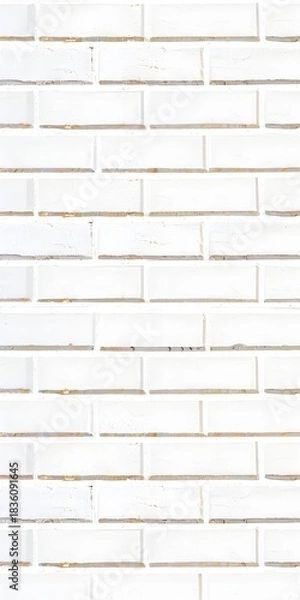 Fototapeta White subway tile wall with subtle texture and grout lines creating a clean aesthetic look