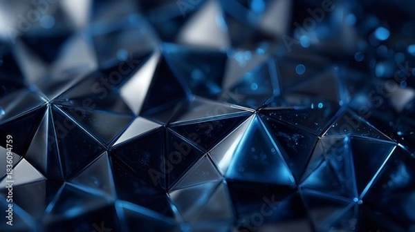 Obraz Abstract background with dark blue metallic triangles