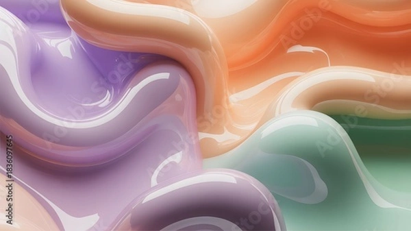 Obraz Soft pastel abstract background featuring smooth fluid shapes