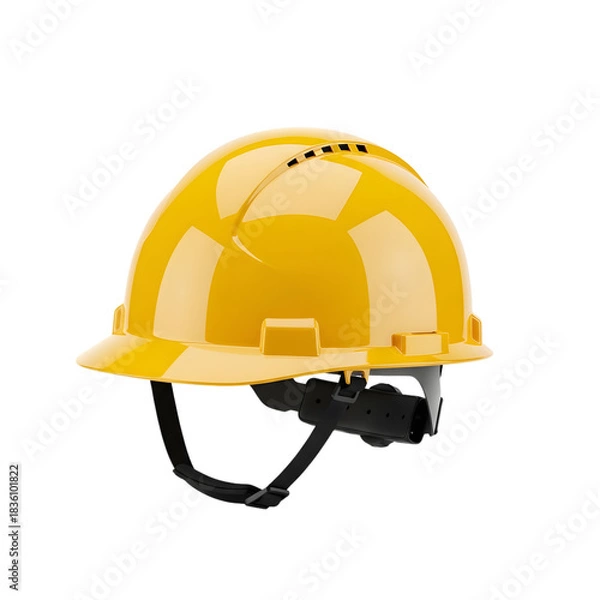 Obraz Yellow safety hard hat equip isolated on transparent background