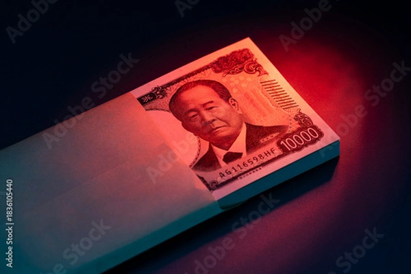 Obraz 日本円の高額紙幣が封筒から覗く資金や取引のイメージ