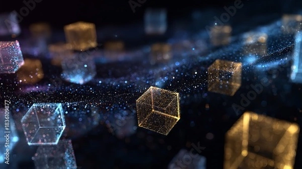 Obraz Abstract blockchain technology concept on futuristic background