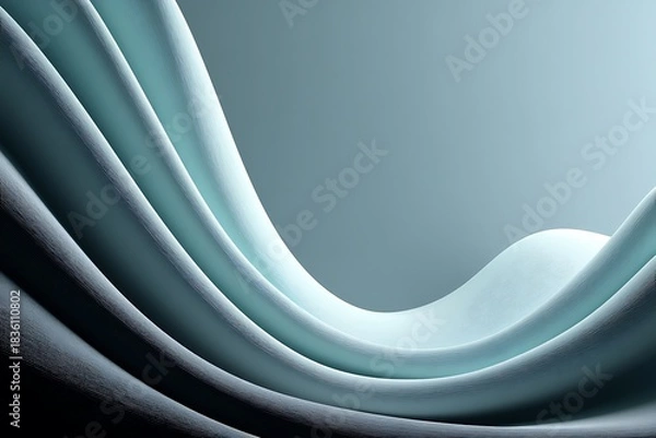 Obraz Abstract teal layered flow with soft light texture, wave pattern background for designs