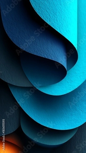 Obraz Abstract turquoise waves and curves background design with textural elements and light play