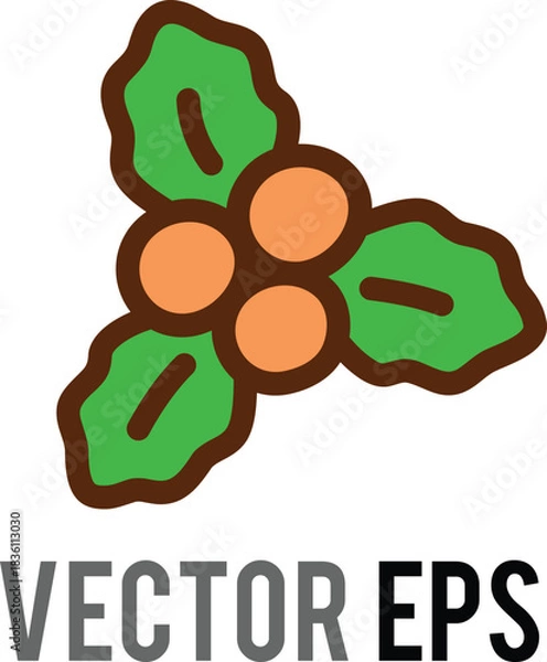 Obraz Festive holly illustration with berries and green leaves, perfect for holiday designs