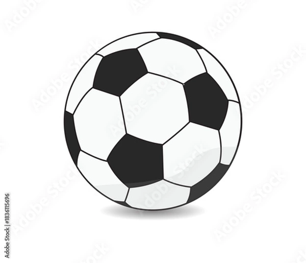 Fototapeta Simple graphic design of a standard soccer ball with shading for depth and dimension.