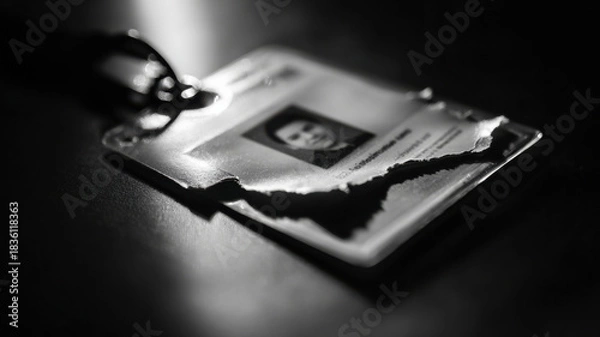 Fototapeta A discarded employee identification badge