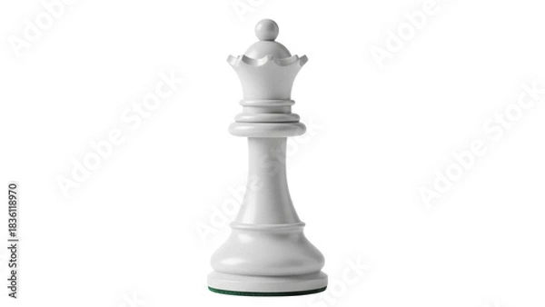 Obraz Elegant white queen chess piece isolated PNG, strategic game element for design projects and educational materials on transparent background