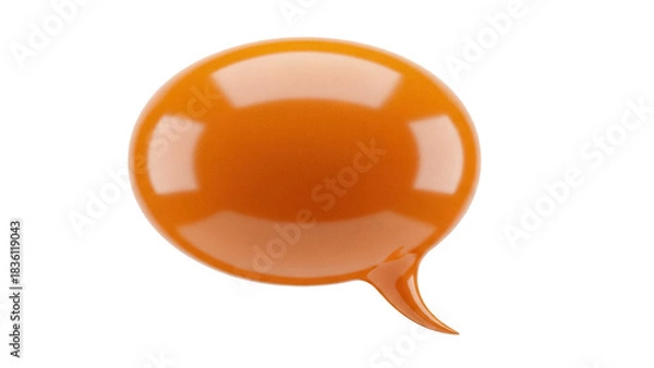 Obraz Orange speech bubble PNG isolated on transparent background, communication and conversation element for graphic design