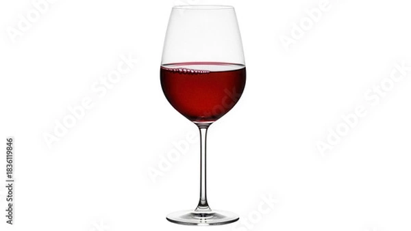 Obraz Elegant red wine in a glass isolated PNG, alcoholic beverage for celebrations and special occasions on transparent background