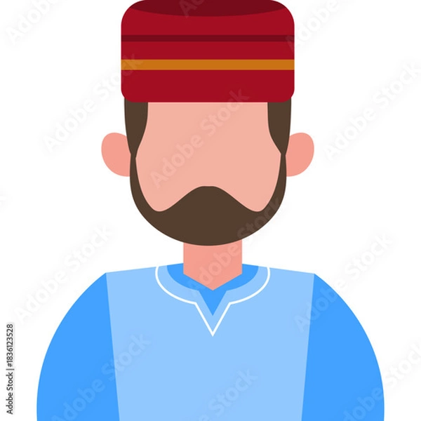 Fototapeta Muslim Man Flat Icon Design