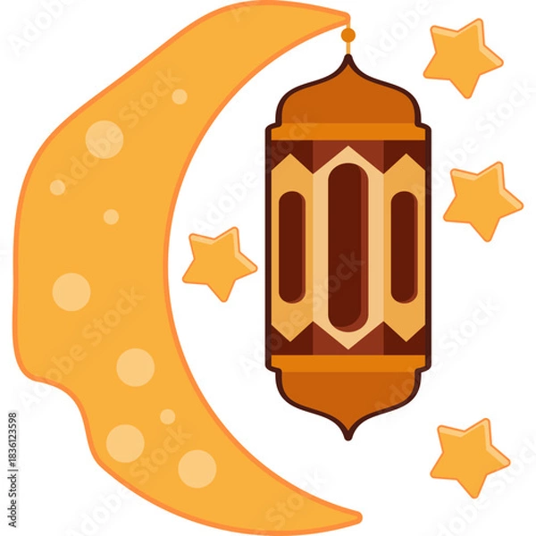 Fototapeta Crescent Moon Lantern Flat Icon Design
