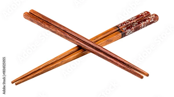 Fototapeta Wooden chopsticks crossed isolated on transparent background
