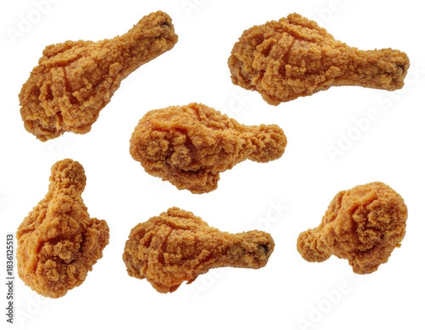 Fototapeta Crispy Fried Chicken Drumsticks on Transparent Background Delicious Appetizer for Any Meal