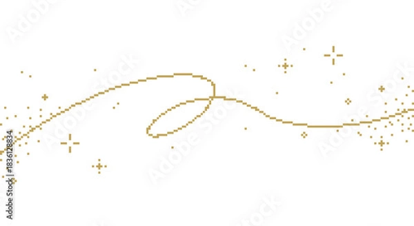 Obraz ドット絵　シンプルでおしゃれな金色のきらきら背景装飾イラスト　ピクセル　デコレーション