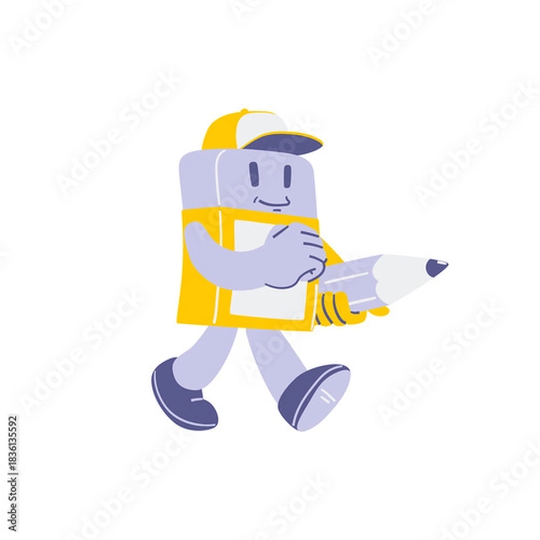 Obraz Eraser Character Walking Pose with Pencil