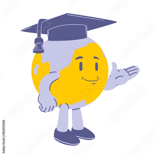 Obraz World Learning and Study Mascot Welcoming Pose