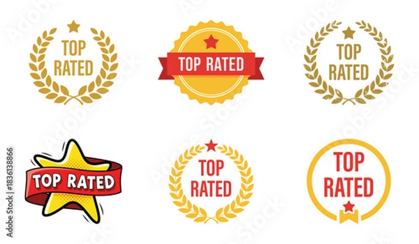 Obraz Top Rated Award Badges and Symbols Set