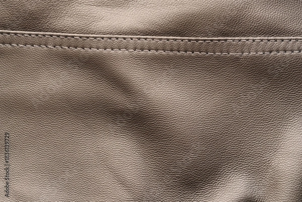 Obraz Closeup texture full grain gray brown leather with seam
