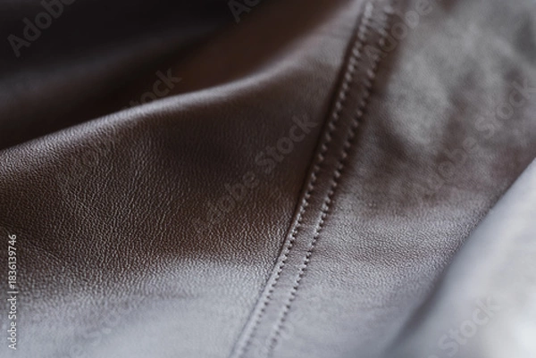 Obraz Closeup full grain gray brown leather clothes background