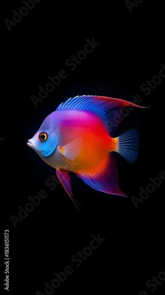 Obraz Vibrant Queen Angelfish in the Deep Ocean