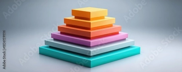 Fototapeta Concept of increasing the ability to scale business growth. A visually striking arrangement of colorful, stacked shapes creates a modern and abstract aesthetic.