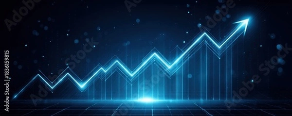 Fototapeta Concept of increasing the ability to scale business growth. A vibrant digital graphic depicting a rising line graph, symbolizing growth and success in financial or data analytics.